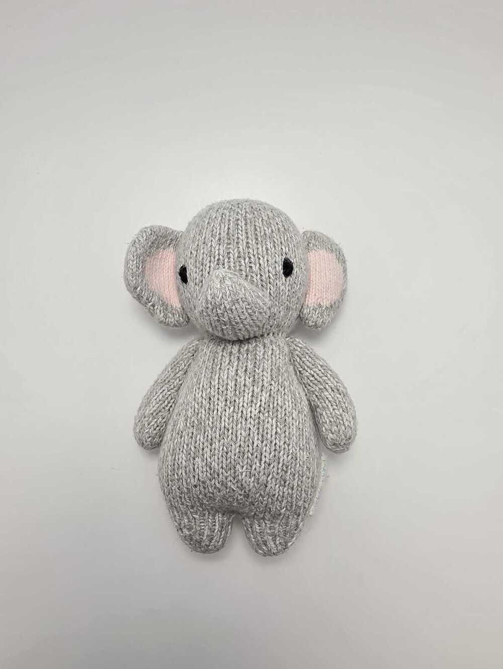Cuddle + Kind Baby Animal Elephant Plush Doll Knit Toy Hand Made (6 inch)